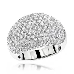 14K White Gold Ladies Designer Pave Diamond Ring 3.5ct