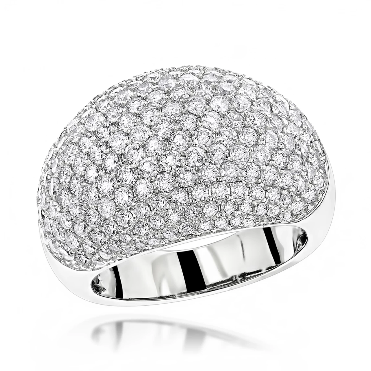 14K White Gold Ladies Designer Pave Diamond Ring 3.5ct