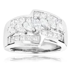 14K White Gold Ladies Diamond Ring 1.90ct 12.5mm