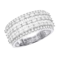 Unique Ladies Diamond Wedding Band 14K White Gold 3ct