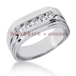 14K White Gold Men's Diamond Wedding Band 0.35ct 7.1mm