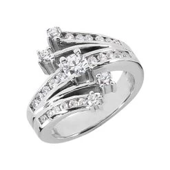 14K White Gold Right Hand Diamond Ladies Ring 0.79ct