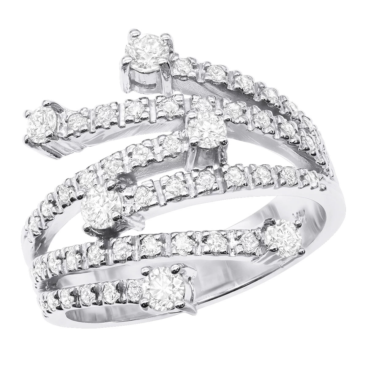 14K White Gold Right Hand Diamond Ring 0.94ct
