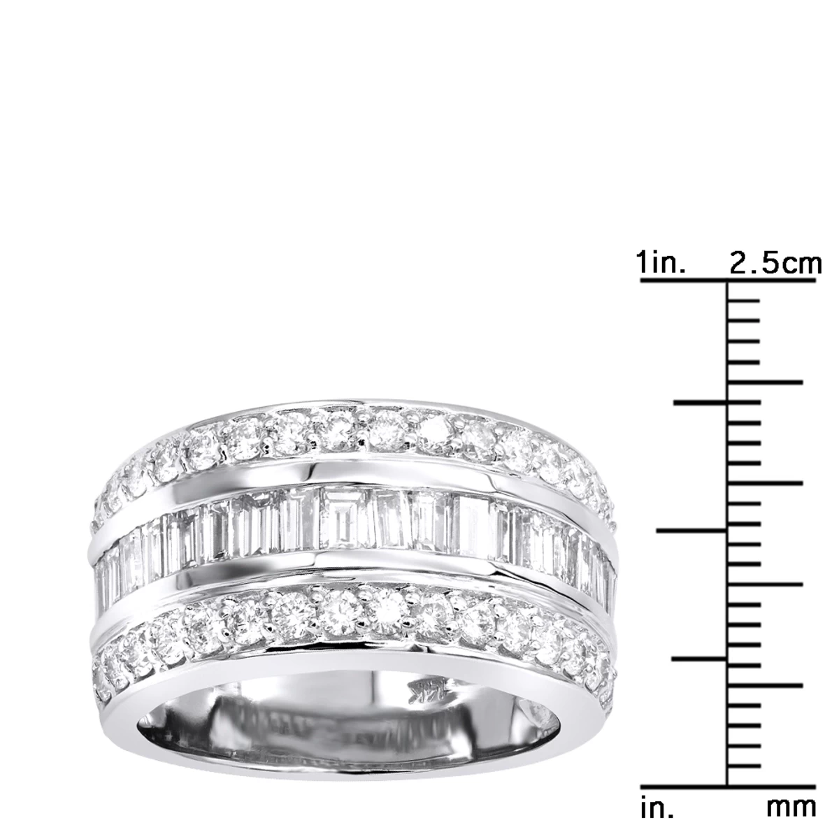Unique Wedding Bands 14K White Gold VS Round And Baguette Diamond Ring 2.86ct - Image 5