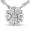 14K White Gold Round Diamond Cluster Pendant 0.14ct