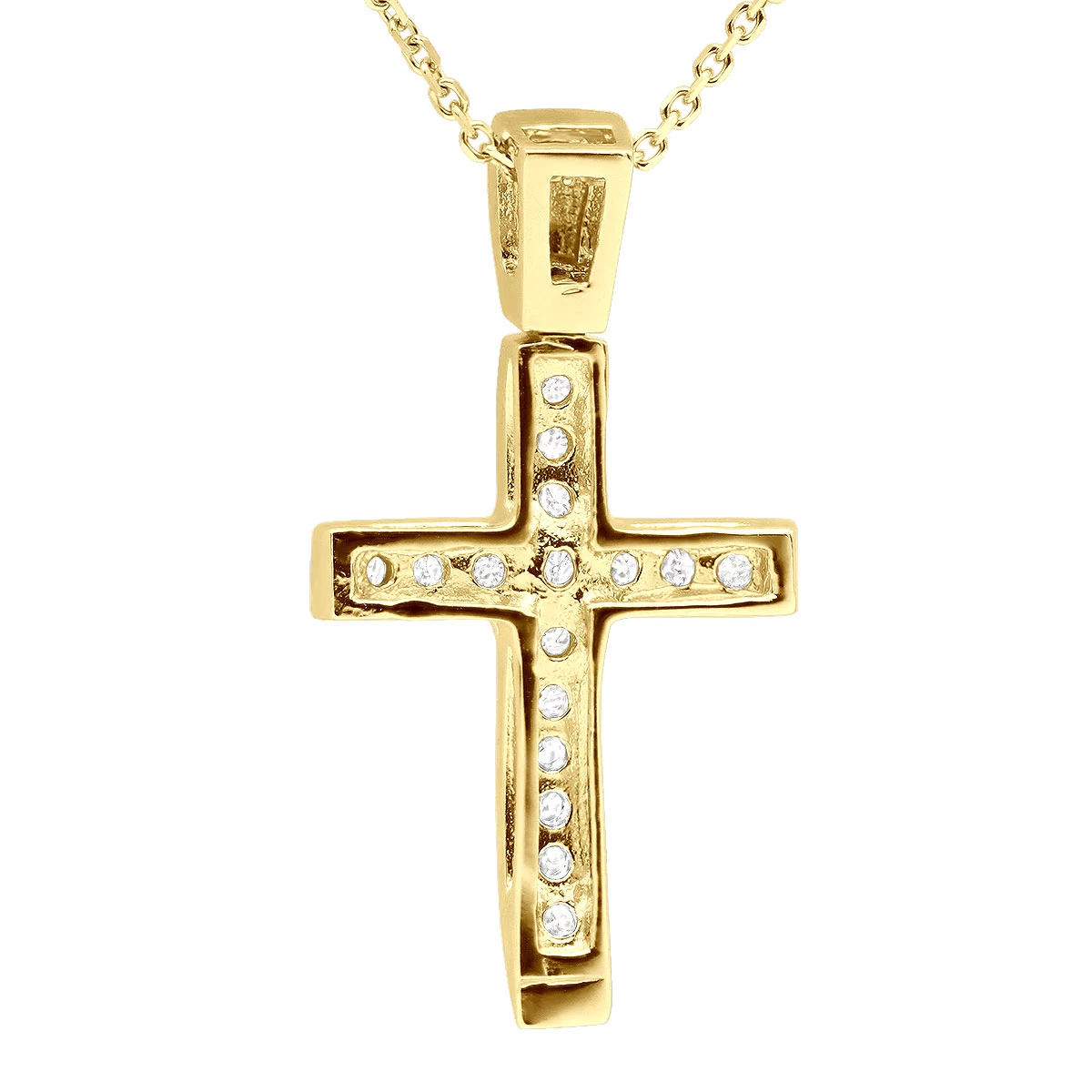 14K White Gold Round Diamond Cross Pendant 0.48ct - Image 5