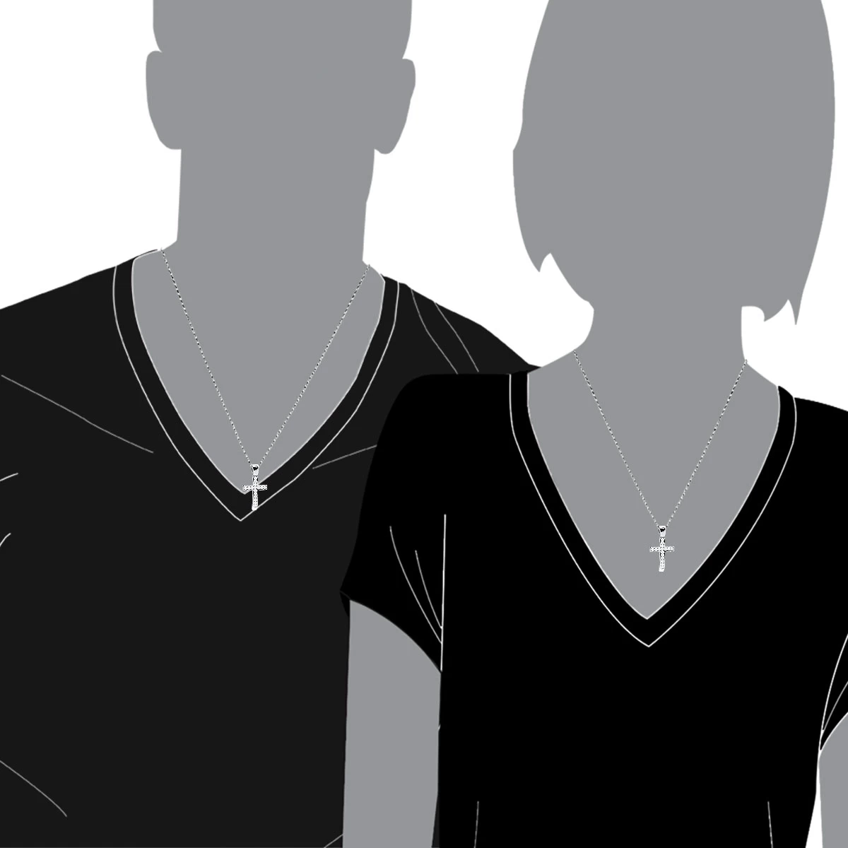 14K White Gold Round Diamond Cross Pendant 0.48ct - Image 7