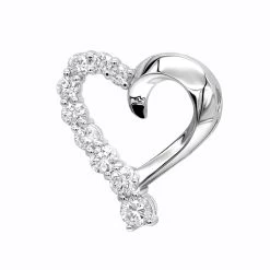 14K White Gold Round Diamond Floating Heart Pendant 1.50ct
