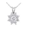 14K White Gold Round Diamond Flower Pendant 0.65ct
