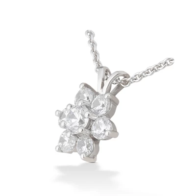 14K White Gold Round Diamond Flower Pendant 0.80ct - Image 2