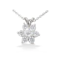 14K White Gold Round Diamond Flower Pendant 0.80ct