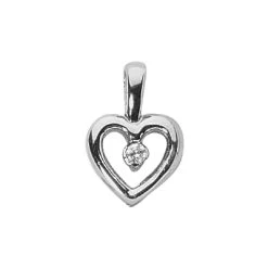 Round Diamond 14K White Gold Small Heart Pendant 0.07ct