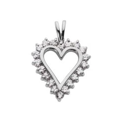 14K White Gold Round Diamond Heart Necklace 4ct