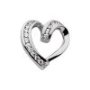 14K White Gold Curved Round Diamond Heart Pendant 0.48ct