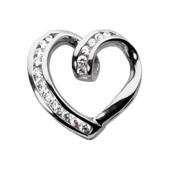 14K White Gold Round Diamond Heart Pendant 0.58ct