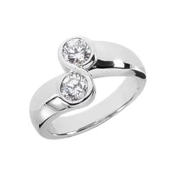 14K White Gold Round Diamond Ladies Ring 0.70ct 11.4mm