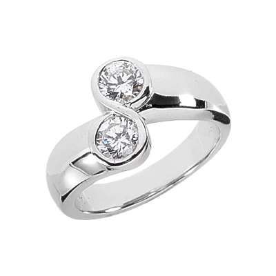 14K White Gold Round Diamond Ladies Ring 0.70ct 11.4mm