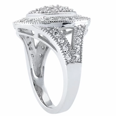 14K White Gold Round Diamond Ladies Ring 0.96ct 4.3mm - Image 2