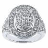 14K White Gold Round Diamond Ladies Ring 0.96ct 4.3mm