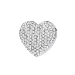 14K White Gold Round Diamond Pave Heart Pendant 1.21ct