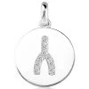 14K White Gold Round Diamond Wishbone Necklace 0.27ct