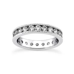 Thin 14K White Gold Round Diamonds Eternity Band 1.54ct