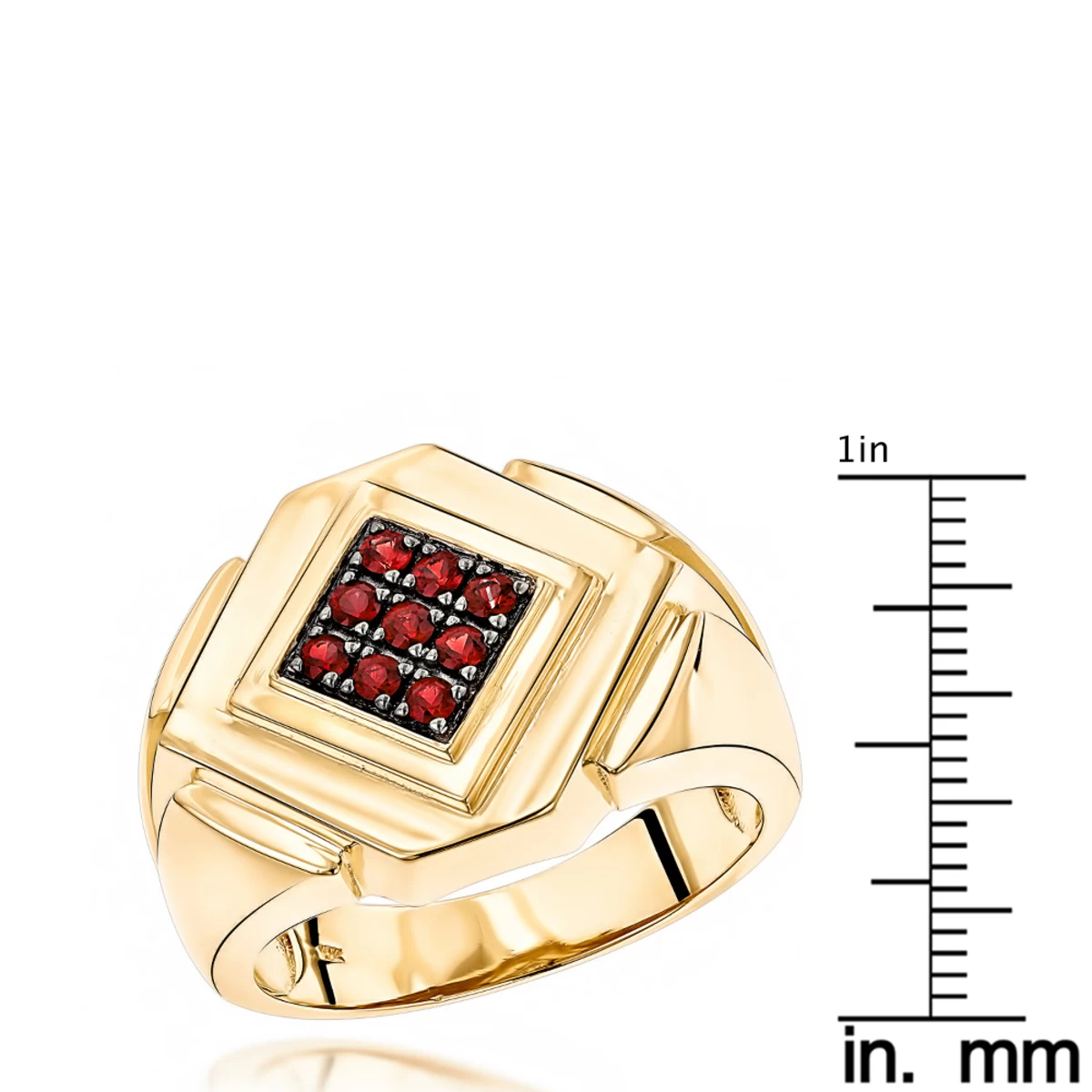 14K Yellow Gold Ruby Men's Ring By Luxurman - Image 6
