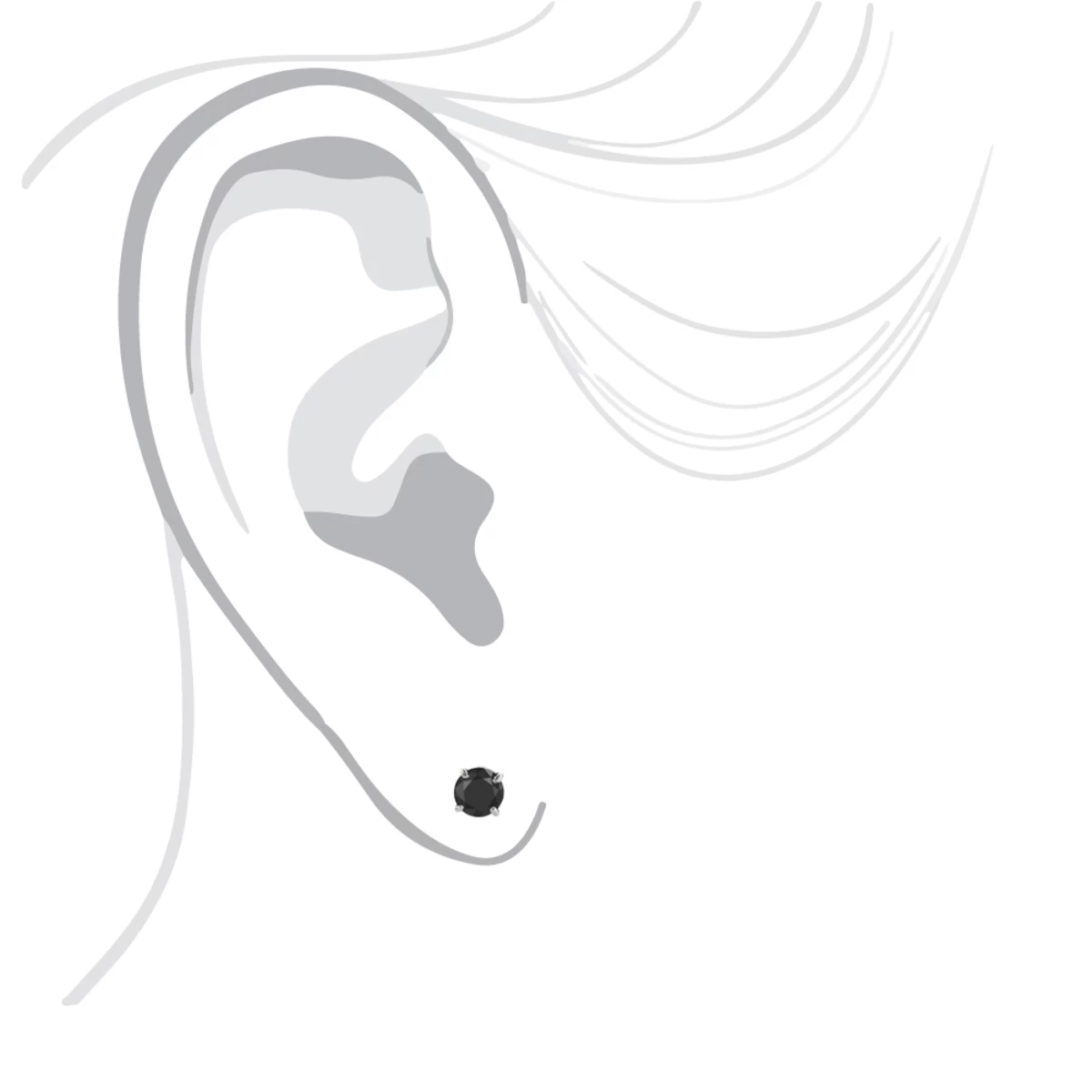 14K White Gold Stud Earrings With Prong Set Black Diamonds 1 Carat 5mm - Image 5