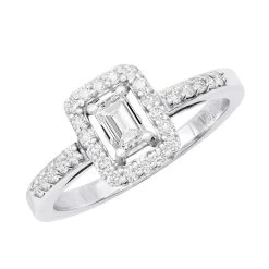 14K White Gold Unique Diamond Engagement Ring 0.53ct