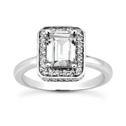 14K White Gold Unique Diamond Engagement Ring 0.86ct 2.65mm