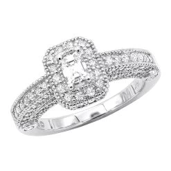 14K White Gold Unique Diamond Engagement Ring 1.09ct