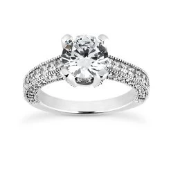 14K White Gold Unique Diamond Engagement Ring 1.18ct 2mm