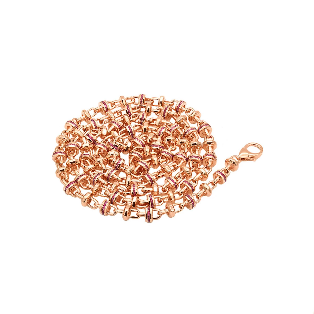 Unique 14K Yellow Gold Men's Gemstone Chain Necklace With Red Rubies 5.3Ct - Image 6