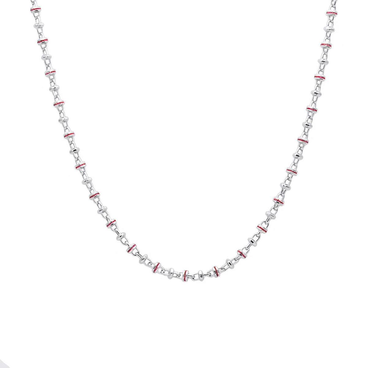 Unique 14K Yellow Gold Men's Gemstone Chain Necklace With Red Rubies 5.3Ct - Image 3