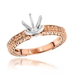14K Rose Gold Vintage Engagement Ring Setting