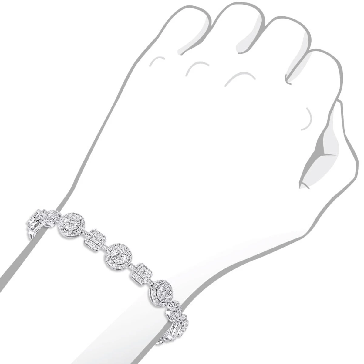 14K White Gold Women's Diamond Bracelet 6 Carat Pave Diamonds By Luxurman - Image 5