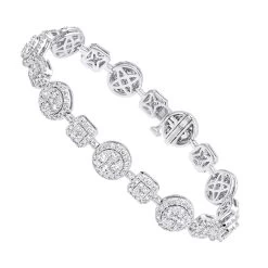 14K White Gold Women's Diamond Bracelet 6 Carat Pave Diamonds By Luxurman