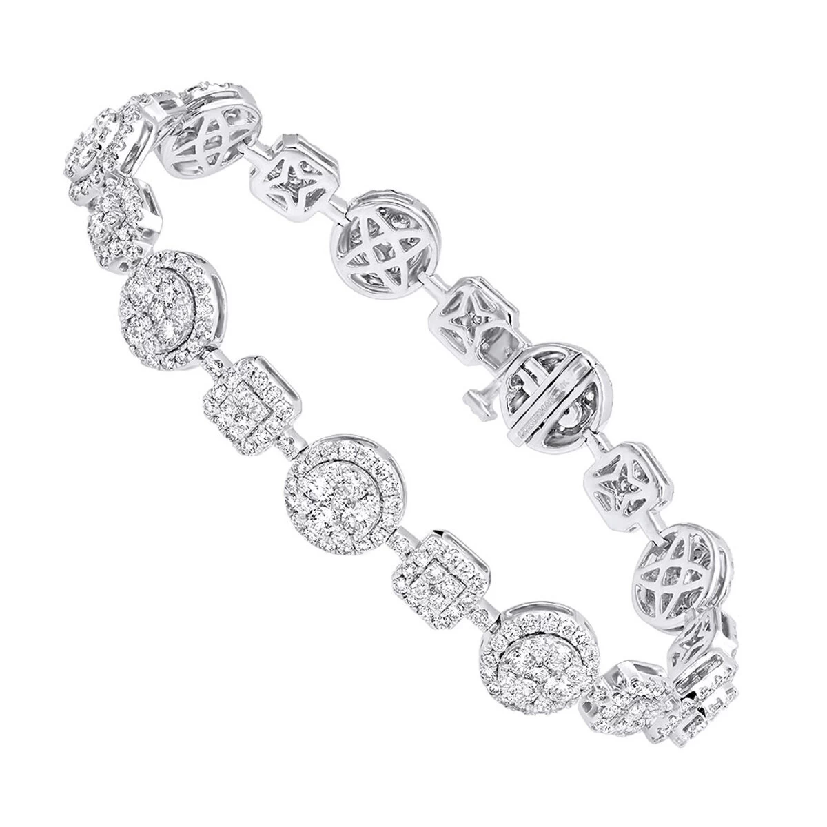 14K White Gold Women's Diamond Bracelet 6 Carat Pave Diamonds By Luxurman