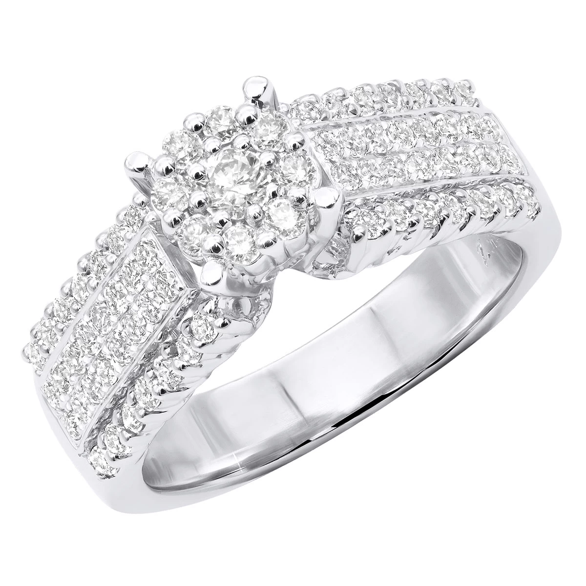 14K White Gold Pre-Set Diamond Engagement Ring 1.08ct