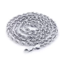 14K White Gold Rope Chain 2mm 22-30in