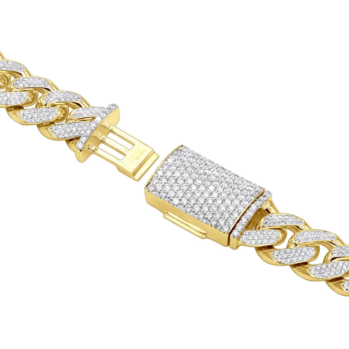 15 Carats Real Diamond Cuban Link Chain Choker Necklace 14K Yellow Gold 12mm Wide - Image 5
