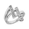 18K White Gold Diamond Right Hand Women's Ring 0.36ct 21.1mm