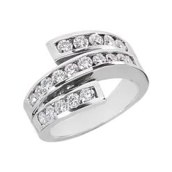 18K White Gold Round Diamond Ladies Ring 0.90ct 14.1mm