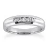 18K White Gold Round Diamond Men's Wedding Ring 0.35ct