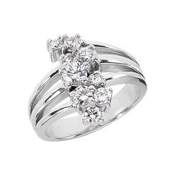 18K White Gold Round Diamond Right Hand Ladies Ring 0.76ct