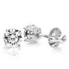 18K White Gold Solitaire Round Diamond Stud Earrings 0.33ct