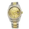 36mm Two Tone Gold & Steel Rolex Men's Diamond Watch Oyster Perpetual