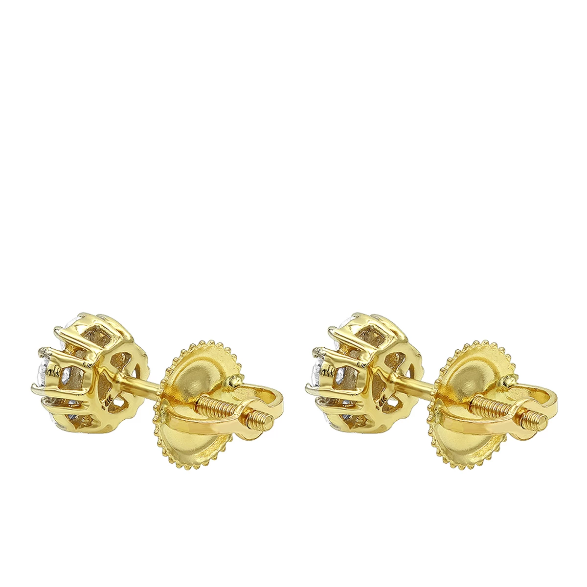 2 Carat Look 14K Yellow Gold Cluster Diamond Stud Earrings For Women 1/2ct By Luxurman - Image 4