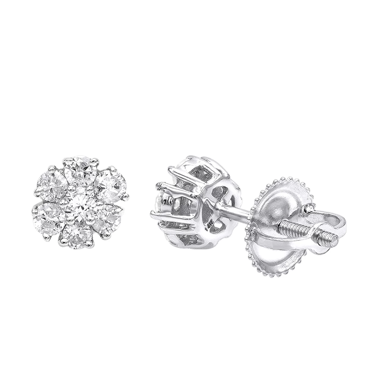 2 Carat Look 14K Yellow Gold Cluster Diamond Stud Earrings For Women 1/2ct By Luxurman - Image 2