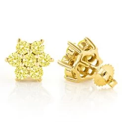 3 Carat Yellow Diamond Stud Earrings 14K Yellow Gold